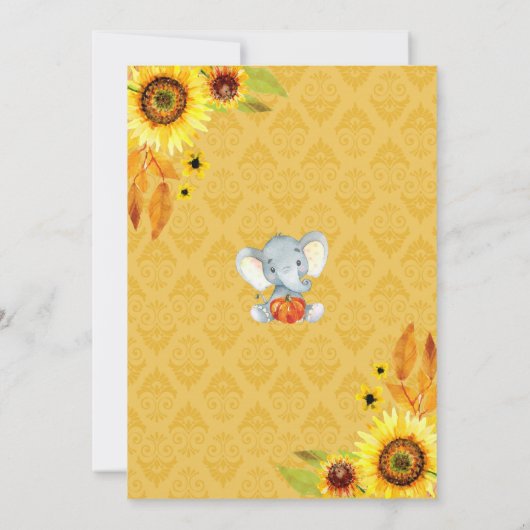 Herfst Baby Boy Douche Uitnodiging Zonnebloem Olif (Achterkant)