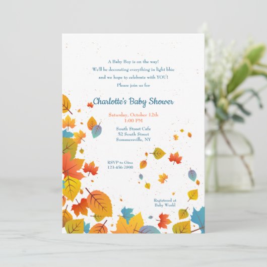 Herfst Baby Boy Shower Kaart (Staand voorkant)