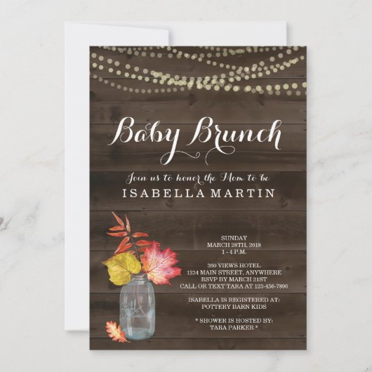 Herfst Baby brunch uitnodiging (Voorkant)