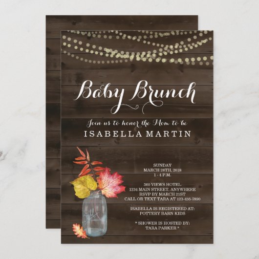 Herfst Baby brunch uitnodiging (Voorkant / Achterkant)