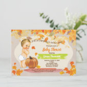 Herfst baby douche retro pompoen kaart (Staand voorkant)