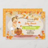 Herfst baby douche  retro pompoen kaart (Voorkant / Achterkant)