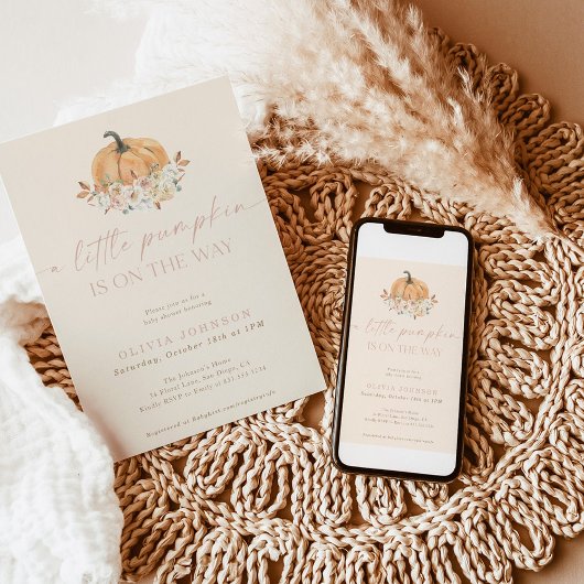 Herfst Baby Girl Baby shower | Roze een kleine pom Kaart