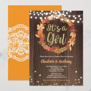 Herfst baby girl - uitnodiging voor de douche