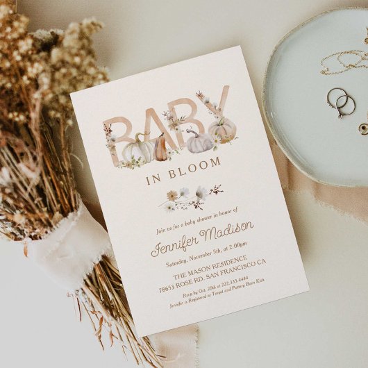 Herfst Baby in Bloom Baby shower Uitnodiging