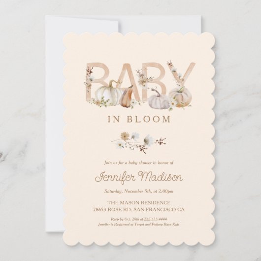 Herfst Baby in Bloom Baby shower Uitnodiging (Voorkant)