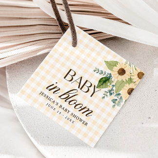 Herfst Baby in Bloom Gingham Zonnebloem Favor Bedankjes Labels