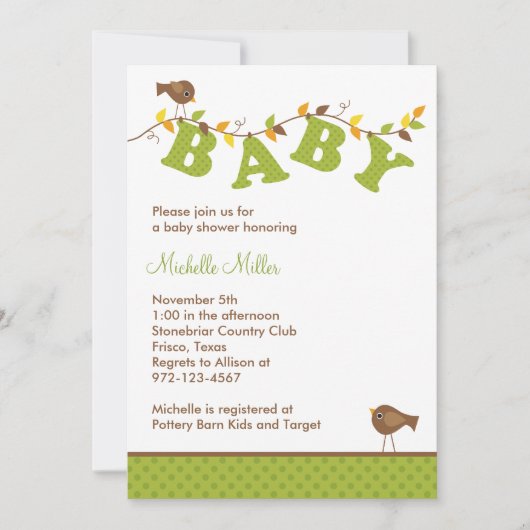 Herfst Baby Invitatie Kaart (Voorkant)