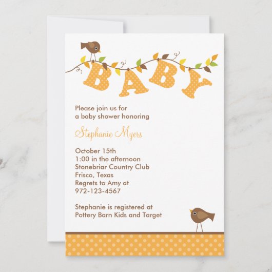 Herfst Baby Invitatie Kaart (Voorkant)