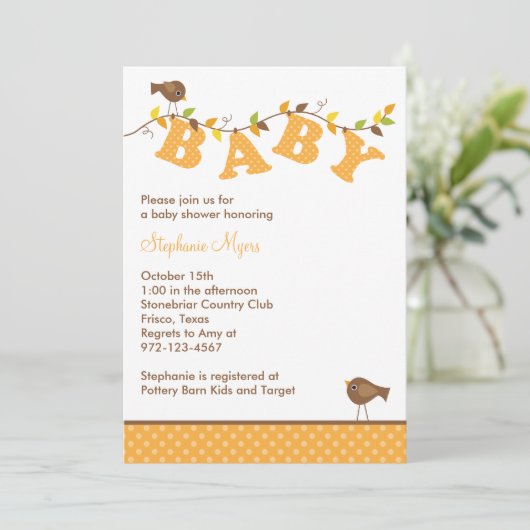 Herfst Baby Invitatie Kaart (Staand voorkant)