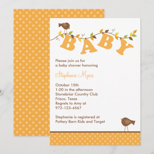 Herfst Baby Invitatie Kaart (Voorkant / Achterkant)