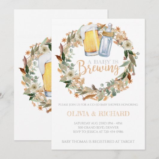 Herfst Baby is de Uitnodiging van het Baby shower (Voorkant / Achterkant)