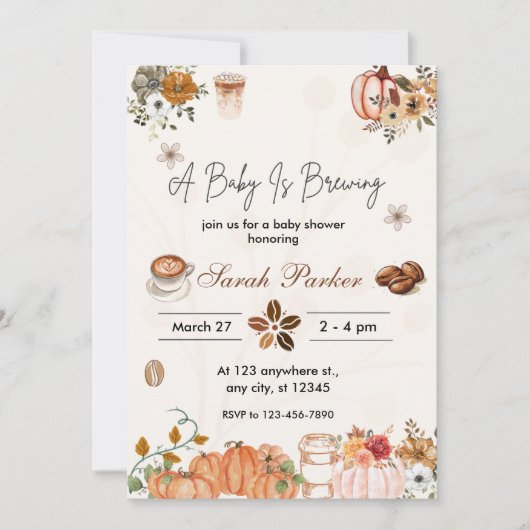 Herfst Baby is het brouwen van koffie Baby shower  Kaart (Voorkant)