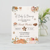 Herfst Baby is het brouwen van koffie Baby shower  Kaart (Staand voorkant)