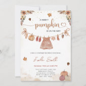 Herfst Baby Kleding Pompoen Meisje Baby shower Kaart (Voorkant)