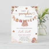 Herfst Baby Kleding Pompoen Meisje Baby shower Kaart (Staand voorkant)