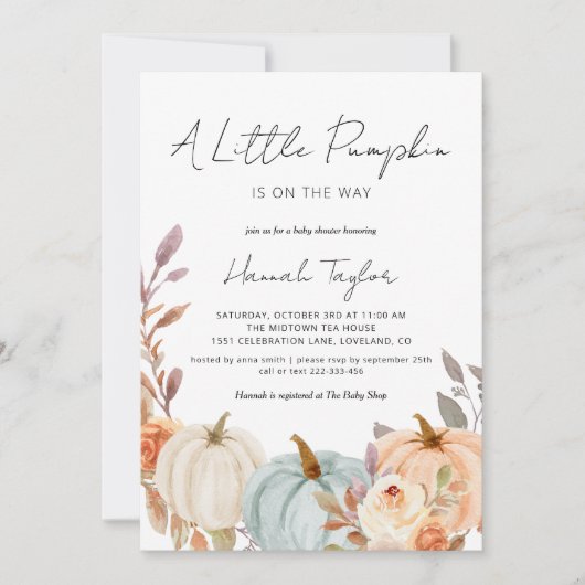 Herfst Baby shower A Little Pumpkin Kaart (Voorkant)