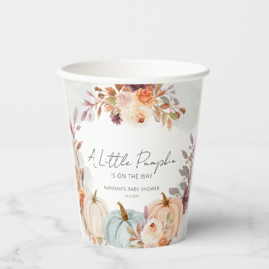 Herfst Baby shower A Little Pumpkin Papieren Bekers (Voorkant)