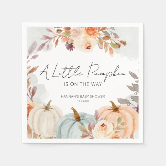 Herfst Baby shower A Little Pumpkin Servet (Voorkant)
