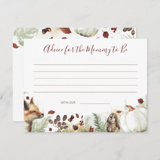 Herfst Baby shower Advies Kaart (Voorkant / Achterkant)