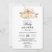 Herfst Baby Shower | Aquarel Pompoen & Bloemen Kaart (Voorkant)