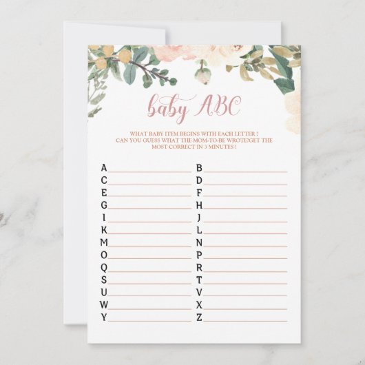Herfst Baby shower Baby ABC Game Kaart (Voorkant)