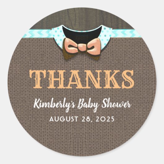 Herfst Baby shower Bedankt Classic Ronde Sticker (Voorkant)