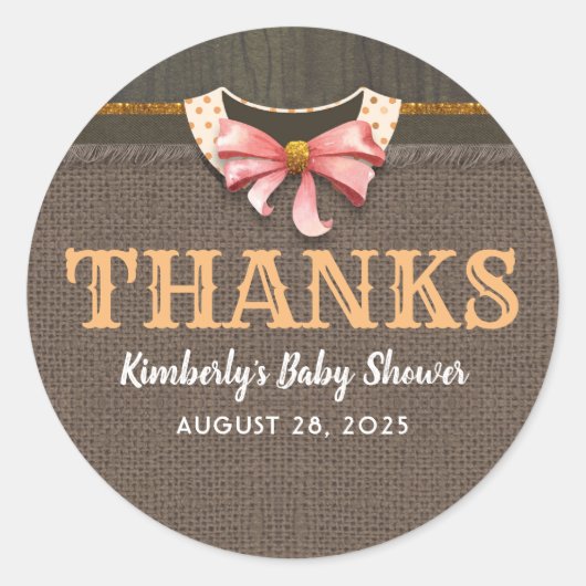 Herfst Baby shower Bedankt Classic Ronde Sticker (Voorkant)