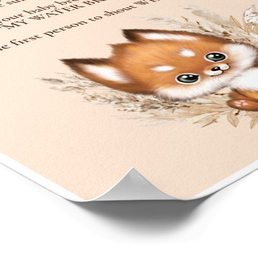 Herfst Baby shower Beige Mijn Water Broke Game Sig Poster (Hoek)