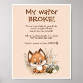 Herfst Baby shower Beige Mijn Water Broke Game Sig Poster (Voorkant)