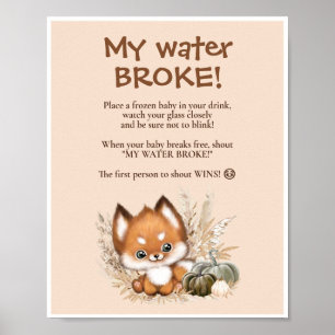 Herfst Baby shower Beige Mijn Water Broke Game Sig Poster
