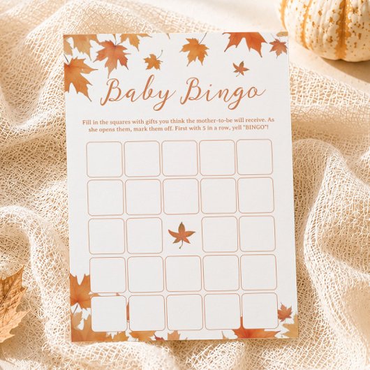 Herfst Baby Shower Bingo Spelkaart Kaart