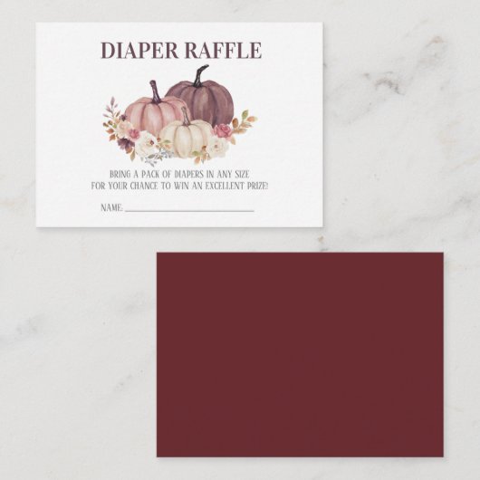 Herfst Baby shower, Bloemenpompoenen Luierloof Informatiekaartje (Voorkant / Achterkant)