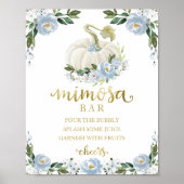 Herfst Baby shower Blue Gold Mimosa Bar Sign Poster (Voorkant)