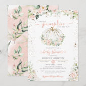 Herfst Baby shower Blush Pink & White Little Pumpk Kaart (Voorkant / Achterkant)
