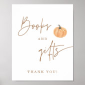 Herfst Baby shower Boeken en Geschenken Teken, Pom Poster (Voorkant)
