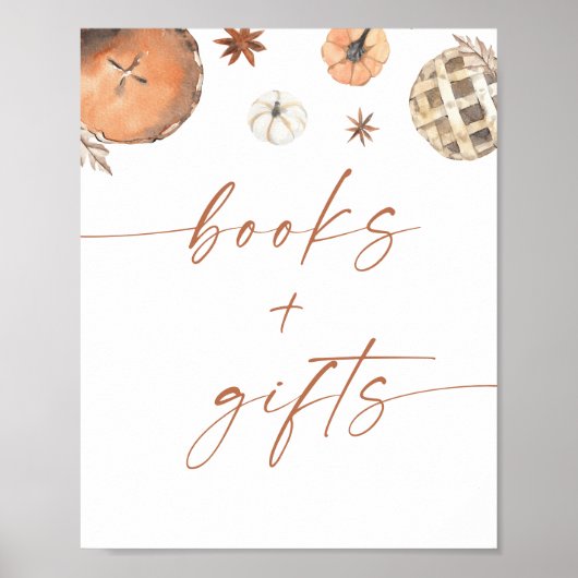Herfst Baby shower Boeken en Geschenken Teken, Pom Poster (Voorkant)