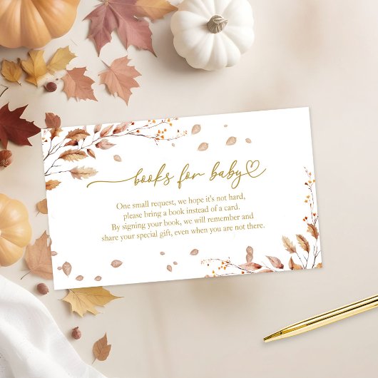 Herfst Baby shower Boeken voor Baby Informatiekaartje