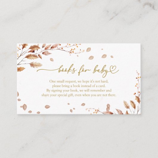 Herfst Baby shower Boeken voor Baby Informatiekaartje (Voorkant)