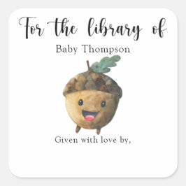 Herfst baby shower boekplaat, boeken voor baby vierkante sticker