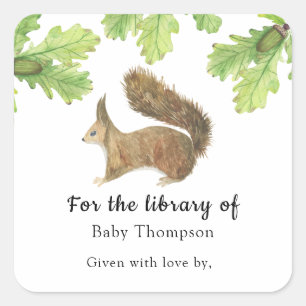 Herfst baby shower boekplaat, boeken voor baby vierkante sticker