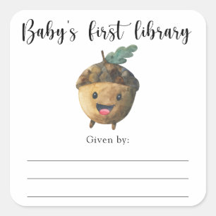 Herfst baby shower boekplaat, boeken voor baby vierkante sticker