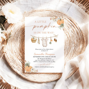Herfst Baby shower   Boho A Little Pumpkin Kaart