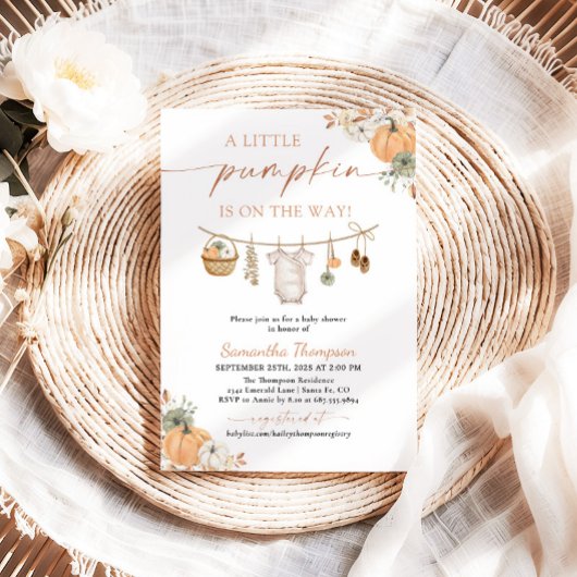 Herfst Baby shower | Boho A Little Pumpkin Kaart