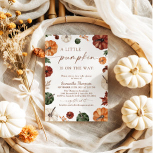 Herfst Baby shower   Boho A Little Pumpkin Kaart