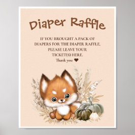 Herfst Baby shower Boho Diaper Raffle Sign Poster