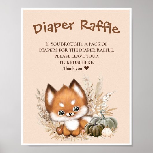 Herfst Baby shower Boho Diaper Raffle Sign Poster (Voorkant)