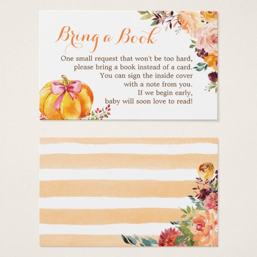 Herfst baby shower Book Request Pumpkin Floral Visitekaartje (Voorkant /achterkant)