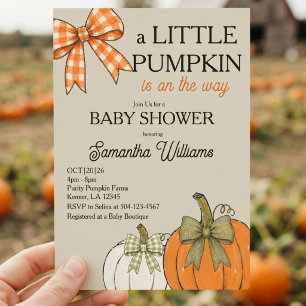 Herfst Baby Shower Crème Oranje Salie Pompoen Ging Kaart