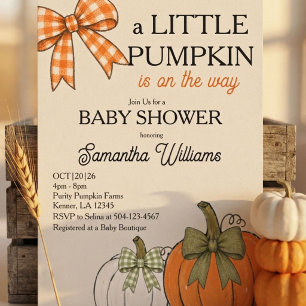 Herfst Baby Shower Crème Oranje Salie Pompoen Ging Kaart